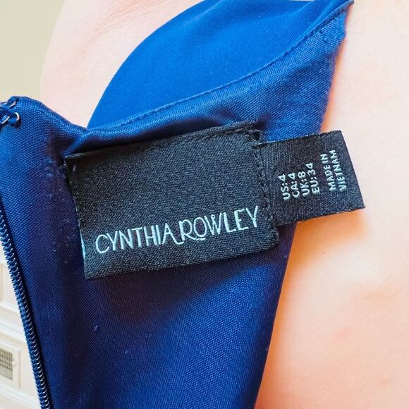 Cynthia Rowley Blue A-Line Elbow Sleeve Dress - Picture 15 of 16